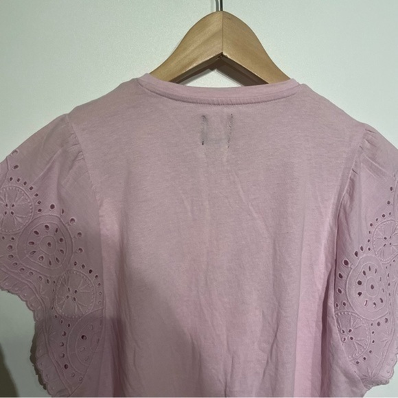 GAP Flutter Sleeve Eyelet Top Tee T-shirt small Lavender Blouse Purple NWT - Picture 9 of 10